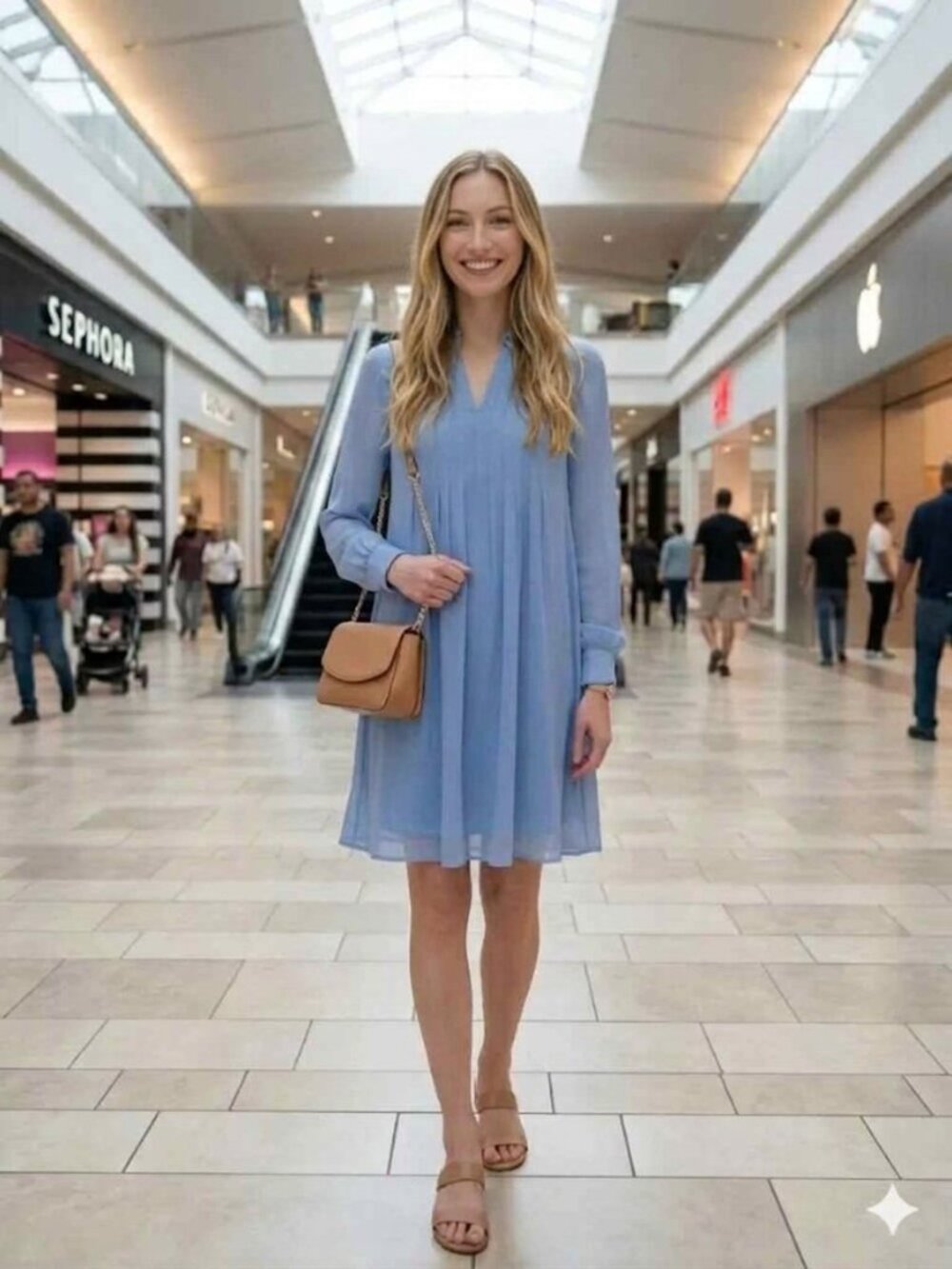 Nine West pintuck mini dress in Victoria Peri, size XS